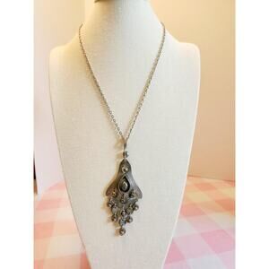 Vintage B. Unger Pewter Modernist Necklace, Scandinavian Artist